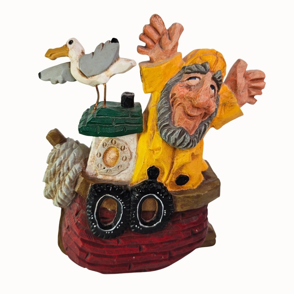 David Frykman Lighthouse Guardian Series Yellow Coat Pelican‎ Figurine Vtg 1998